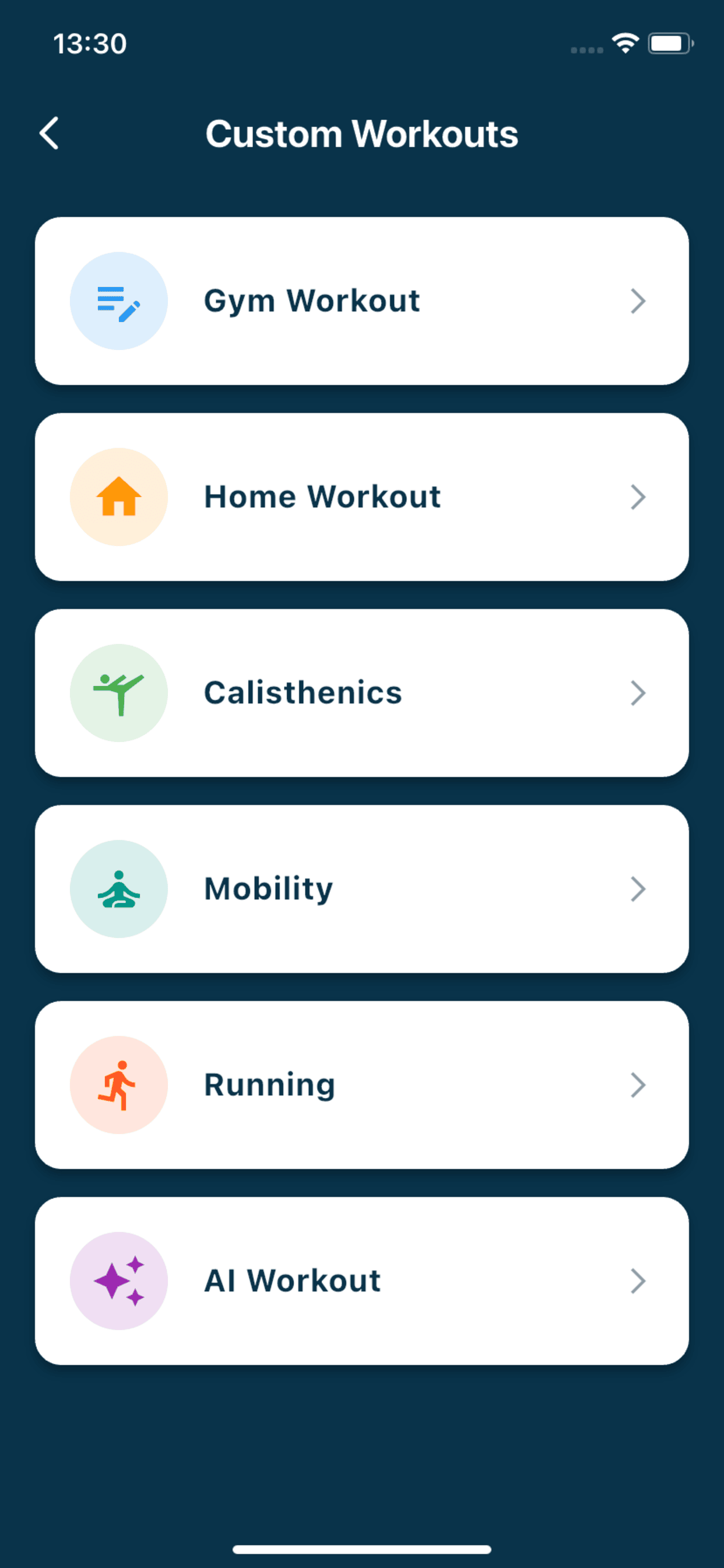 OCTO Training — opções de treino